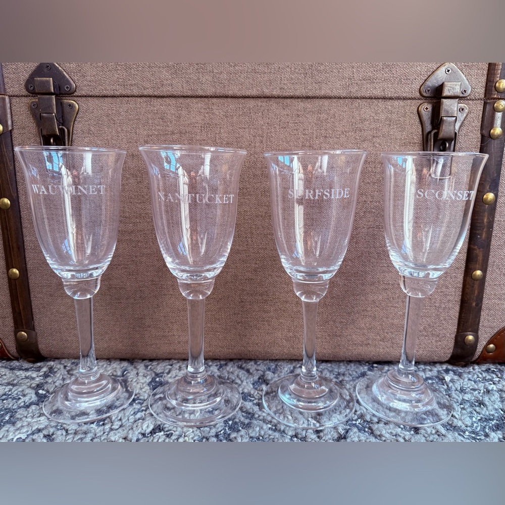 Heirloom Wine Glasses with Etched Nantucket Neighborhood Names